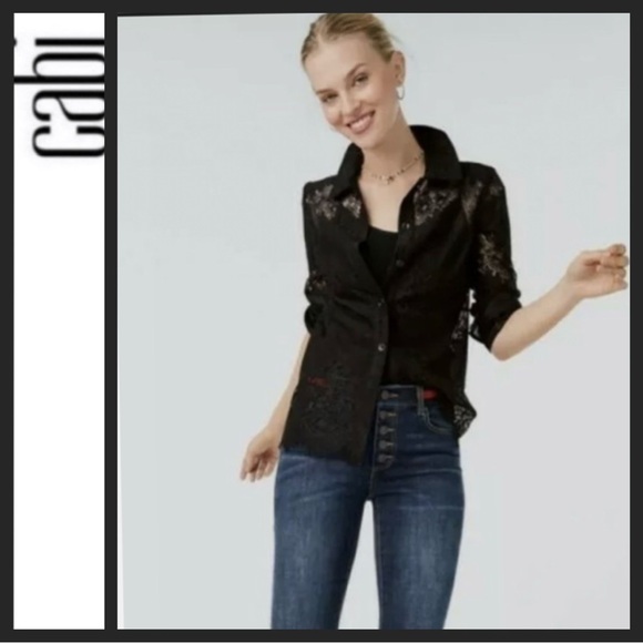 CAbi Black Lace Button Down Shirt - Picture 6 of 12